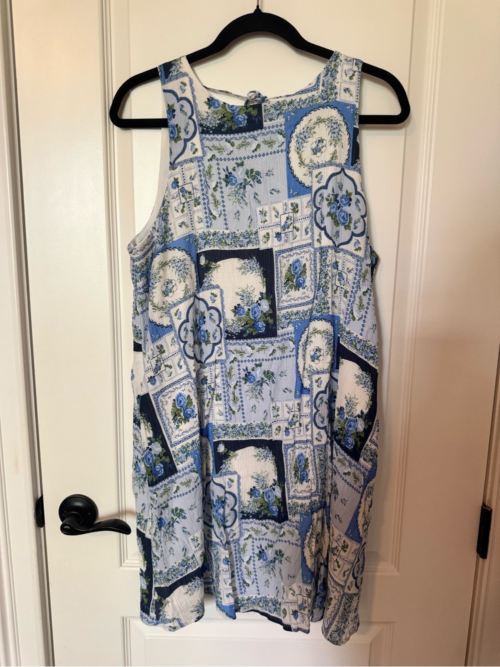 Abercrombie & Fitch White and Blue Backless Patch Floral Sundress